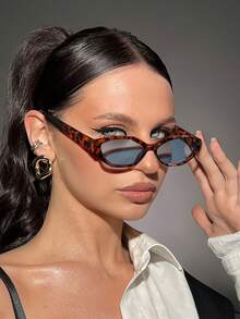 1副女士休闲时尚眼镜，复古不规则多边形猫眼框，聚碳酸酯轻质镜框，含眼镜盒 - 彩色 - 查看 11