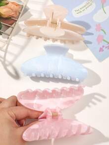 3pcs ABS Material Pastel Gradient Marble Pattern Semi-Circle Hair Claw, Elegant Sweet Medium Size, Versatile For Beach, Boho, Ponytail, Bun Hairstyles Fashion Hair Accessories Casual Claw Clips Elegant Hair Clips Beauty Hair Clutch Women Hair Jaw Clip Summer Outfits,Festival,Party - 3-piece Set - Half-circle Marble - View 5