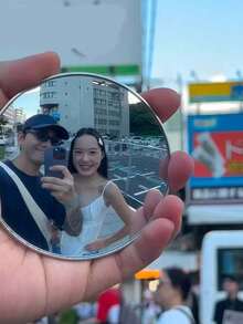 1个旅行自拍凸面镜，广角玻璃镜，小圆镜，可用于记录脚印，手持摄影道具，适合户外旅行摄影和家居装饰 - 彩色 - 查看 8