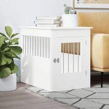 vidaXL Gaiola para cães branca 55x80x68 cm em madeira engenheirada - Branco - Ver 2