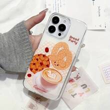 Funda de teléfono para café cappuccino compatible con para 16/XR/11/12/13/14/15 Plus Pro/Plus HL Blanco con gran agujero IMD - Blanco - Cappuccino17  17promax17  17promax - transparente - Ver 3
