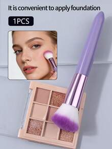 1支紫色手柄斜角腮红刷，可作修容刷、散粉刷、定妆刷使用，均匀上妆不吸粉，日常化妆工具 - 紫色 - 查看 3