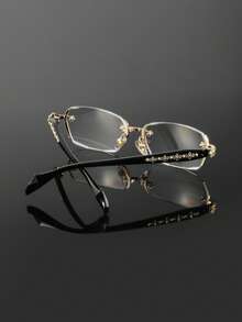 1副男士金属无框时尚无度数眼镜，适合日常佩戴 - 金色 - 查看 2