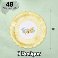 Tyzarglef 48 PCS Floral Paper Plates For Tea Party Decorations, 7 Inch Disposable Dessert Plates For Bridal Shower, Garden, Wedding, Mother'S Day Afternoon Tea Party - ColorA - View 2