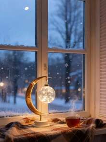 月亮灯、魔法月亮灯、斋月卧室装饰灯、仙女灯、星空灯、魔法夜灯、星系灯、开斋节装饰灯、圣诞节装饰灯、礼物、照明装饰灯 - 麻繩月亮燈 1PC - 查看 8