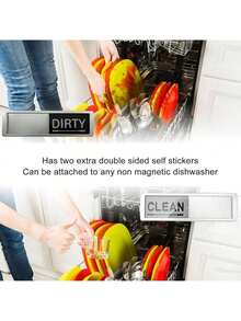 EstiloImán para Lavavajillas,Lavavajillas Clean Dirty Sign de Acero Inoxidable,Imán Limpio y Sucio del lavaplatos, Fácil de Leer, Tobogán Fuerte para el Hogar(B)Versión mejorada - patrón de cuadros - Ver 4