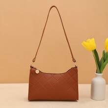 Bolso de hombro casual con relieve para mujer, bolso de mano de mujer