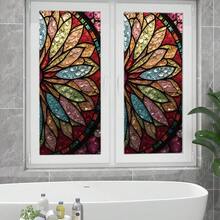 1 pieza Película de ventana de vidrio de colores, Adhesivo de vidrio con patrón de líneas único, Vinilo estático opaco para ventana, Removible para dormitorio, sala de estar, cocina, decoración del hogar - Multicolor - Ver 6