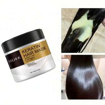 มาส์กบำรุงผมคอลลาเจน: บำรุงผมอย่างล้ำลึก ทำให้ผมนุ่ม เงางาม และซ่อมแซมผมเสีย ปรับปรุงผมแห้งเสีย แตกปลาย และผมพันกัน เหมาะสำหรับทั้งชายและหญิง สามารถใช้เป็นแชมพูได้ เหมาะสำหรับผมทุกประเภท