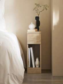 SoBuy Bedside Table With Drawer For Box Spring Bed, Sofa Table, Side Table, Narrow Telephone Table, Bedside Cabinet, Bedside Table, W X H X D Approx.: 20 X 60 X 35 Cm FBT111 - Natural Color - View 2