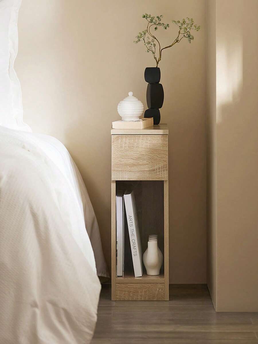 SoBuy Bedside Table With Drawer For Box Spring Bed, Sofa Table, Side Table, Narrow Telephone Table, Bedside Cabinet, Bedside Table, W X H X D Approx.: 20 X 60 X 35 Cm FBT111