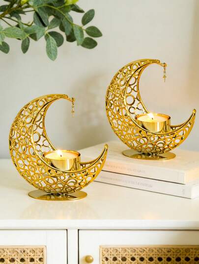 Decorative Candle Holder, 3D Moon Candle Cup, Bedroom/Living Room/Dining Room Decor, Gift, Supplies, Gifts, Lanterns, Spring. Suitable For Indoor/Outdoor Party Lighting, No Electricity Required