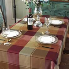 Tablecloth Checkered Style Polyester Table Cloth Spillproof DustProof Wrinkle Resistant Heavy Weight Table Cove... - Red - View 3