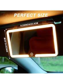 (1-Pack)   Car Visor LED Vanity Mirror With 3 Modes, Rechargeable Touchscreen Makeup Mirror With Dimming Function, Anti-Glare Rearview Mirror For Sun Protection & Travel - Trắng - Xem 2