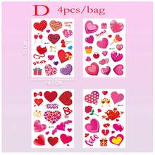 Conjunto de 16 tatuagens temporárias de coração e lábios vermelhos para o Dia dos Namorados, adesivos à prova d'água de beijo sexy com rosa.