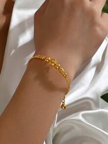 1pc EU&US Fashion Elegant Minimalist Commuter Golden Color Adjustable Open Bangle Bracelet For Women - A - View 21