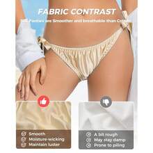Women Silk Panties Lightweight Briefs Smooth Breathable Satin Bikini,Sexyys Tie-Side Underwear Daily Fit Comfort,Beige - 米色 - 查看 4