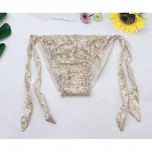 Women Silk Panties Lightweight Briefs Smooth Breathable Satin Bikini,Sexyys Tie-Side Underwear Daily Fit Comfort,Floral#1 - 花卉#1 - 查看 2