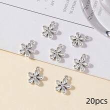 20件套时尚经典星月花朵组合多功能吊坠DIY耳环、项链饰品配件 - 銀色 - 查看 13