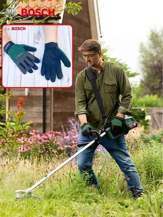  Bosch Garden Work Gloves Durable, Slip-Resistant Safety Gloves Protective Gear For Electricians, Carpenters, Outdoor Cycling, Gardening, And Vehicle Maintenance