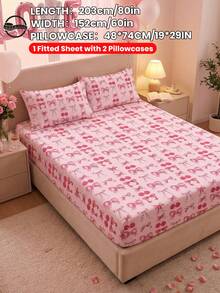 2/3pcs Valentine's Day Theme Pattern Fitted Sheet(No Inserts Included), Sweet And Girly Bedroom Decor, Love Valentine's Day Mattress Cover For Bed, Bed Sheet, Breathable And Anti-Pilling Mattress Protector, Bed Cover, Suitable For Full/Twin/Double/Queen/King Bed, Machine Washable, Home Decor, Room Decor, Bedroom Decor, Valentine's Day, Pink, OEKO-TEX - 彩色 - 查看 19