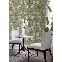 HAOKHOME Papel pintado floral clásico para despegar y pegar color verde salvia botánico amarillo decoración del hogar cocina recámara 45 x 300 CM - salviabotnicoamarillo - Ver 2