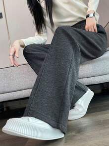 女士简约宽松直筒长裤