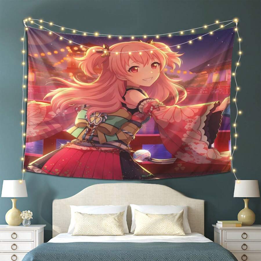 1pc, Momoi Airi In Kimono Tapestry - Extra Large Beautiful Tapestry - Suitable For Office And Bedroom Decor, Showcase Your Unique Aesthetic, Bring You A More Beautiful Environment - Perfect Gift For Home Decor Enthusiasts, Halloween Decor Tapestry. - màu đen - Xem 1
