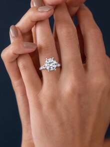 1 chiếc nhẫn Moissanite Aurora 6 chấu tinh xảo 3 carat, bạc Sterling S925, nhẫn đính hôn sang trọng, nhẫn hứa hẹn, nhẫn kỷ niệm, quà tặng trang sức cho nữ, quà Giáng sinh. - Nhẫn moissanite sáu ngạnh-3ct - Xem 4