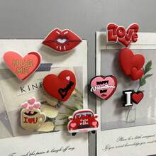 9个情人节主题冰箱贴，适合办公室、冰箱装饰，完美礼物 - 紅色 - 查看 4