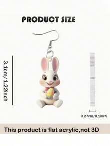 1 Đôi bông tai acrylic 2D phẳng hình thỏ, trang sức quà tặng lễ Phục Sinh cho bạn gái - Nhiều màu - Xem 3