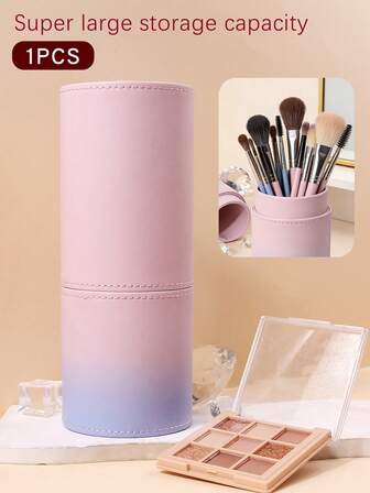 1个高品质渐变色化妆刷收纳盒，大容量设计，轻松收纳多支化妆刷，便携式旅行收纳包