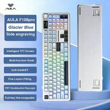 AULA F108pro 全尺寸无线蓝牙三模式机械键盘，104键带数字小键盘，TFT智能显示屏，RGB背光，PBT双色注塑键帽，多功能旋钮，密封结构，支持热插拔，专为游戏玩家打造。 - 彩色 - 查看 12