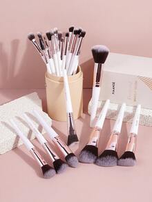 MAANGE Bộ 25 cọ trang điểm chuyên nghiệp kèm hộp đựng, gồm cọ che khuyết điểm, cọ tán phấn mắt, cọ kẻ lông mày, cọ pha màu, cọ highlight, cọ trang điểm dạng phấn phủ và kem nền, thích hợp sử dụng hàng ngày và khi đi du lịch, phụ kiện trang điểm làm quà tặng cho bạn bè, quà tặng khuyến mãi, bộ cọ trang điểm chuyên nghiệp hoàn chỉnh. - trắng - Xem 5