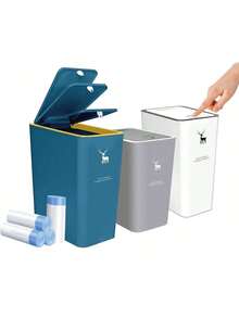 EstiloBote De Basura BañO: Botes De Basura De PláStico,Bote De Basura BañO - Adecuado Para BañO Despacho Dormitorio Aseo SalóN Contenedor De Basura PequeñO De 10 Litros,Para BañO,Cocina, OficinaVersióN Mejorada - 1 - Ver 2