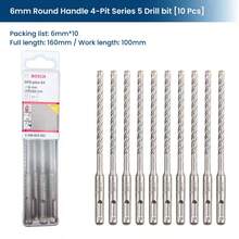 bosch SDS-Plus 4-Pit Round Handle Series 5 Drill Bits, Rotary Hammer Bits Ideal For Applications In Masonry, Brick, Block, Concrete - Multicolor - View 9
