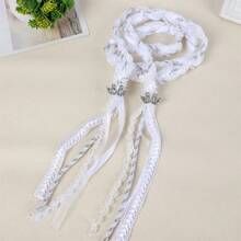 Wedding Handfasting Cord Elegant Lace Ribbon Lasso Rope Traditional Lazo Cord For Ceremony Party - trắng - Xem 2