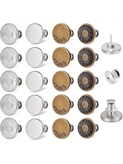 6pcs Jeans Elastic Buckle, No-Sew Waist Tightener, Adjustable Pants Buckle, Suitable For Repairing Loose Pants, Replacement Jeans Buckle