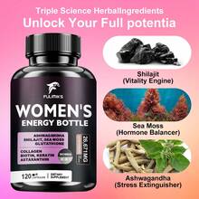Fulimiks Women's Energy & Focus Supplement, Multivitamin, With Ashwagandha, Sea Moss, Shilajit, Overall Health And Immune Support, For Adrenal, Low Energy, Fatigue, Herbal Formula, Day & Night Use - 1 Bottle-Trial stage - 查看 4