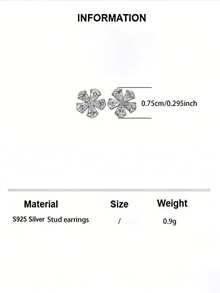 S925純銀水滴形鋯石櫻花耳釘,女性優雅簡約耳環 - 銀色 - 查看 5