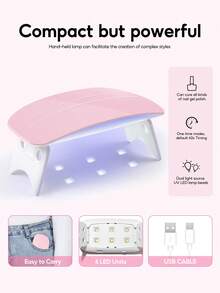 peacecolor 29pcs Gel Nail Polish Set, Includes UV/LED Lamp, Red White Pink Glitter Gel Nail Polish, Base Coat And Matte Top Coat, Nail Decorations Rhinestones, DIY Manicure Salon Gift For Women Nails - Multicolor - View 8