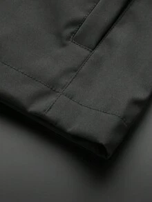 1pc Men's Casual Lightweight Solid Color Hooded Long Sleeve Jacket, Spring/Autumn - Black - View 8