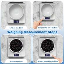 Báscula de cocina de 10 kg/1 g, electrónica de precisión para alimentos, herramientas de medición para cocinar y hornear, balanza de acero inoxidable con pantalla LCD, báscula de alimentos para cocina - Báscula de cocina de acero inoxidable, resistente al agua, pilas incluidas, pesa hasta 10 kg/22 lb, báscula digital, báscula de alimentos con calculadora nutricional, báscula para hornear, báscula para cocinar - Plateado - Ver 7