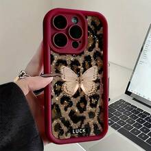 Phone case: Butterfly Patchwork Leopard Print Case for  11,11pro,11promax,12,12MINI,12pro,12promax,13,13MINI,13pro,13promax,14,14PLIUS,14pro,14promax,15,15PLUS,15PRO,15PROMAX,16,16E,16PLUS,16PRO,16PROMAX,X,XS,XR,XSMAX - Burdeos - Ver 1