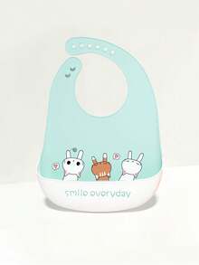 1pc Baby Cartoon Cat Silicone Waterproof Bib, Cute And Suitable For Feeding - Multicolor - View 12