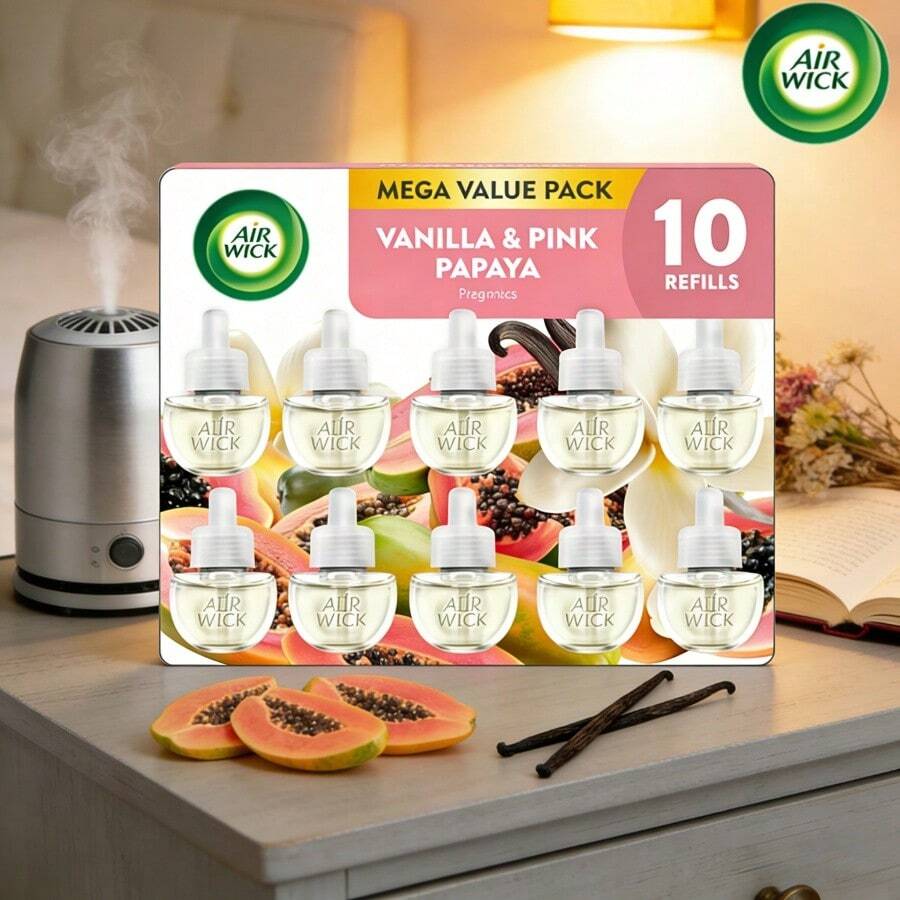 ️✨Air Wick Plug In Scented Oil Refill, 10ct Vanilla & Pink Papaya, Up To 600 Days Fragrance, Compatible With All Air Wick Warmers, Ideal For Living Room Bathroom Bedroom Office,Home Ambiance, Long-Lasting Scent, Customizable Fragrance, All-Room Freshness, Home Fragrance Essential, Cozy Vibe,Air Freshener,Aromatizante Para Cuarto,Ambientadores Para Casa,Car Air Freshener,Car Freshener,Air Freshener For House,Kitchen Essentials,Bathroom Deccor,Glade,Renuzit, Fruit-Scented Refill, Vanilla Papaya Fragrance, Plug-In Air Freshener Refill, Long-Lasting Oil Refill, Home Fragrance Refill, Apartment Freshener Refill, Sweet Scented Oil, Odor Neutralizing Refill, Bedroom Fragrance Refill, Multi-Room Scent Refill,Valentines Gift,Valentine's Day - Nhiều màu - Xem 1