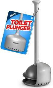 FORASTO Toilet Plunger With Holder,Plungers For Bathroom With Holder,Heavy Duty Plunger With Cover,Bathroom Decor,Bathroom Accessories,Toilet Bowl Cleaners,Pearl White - ColorC - View 1