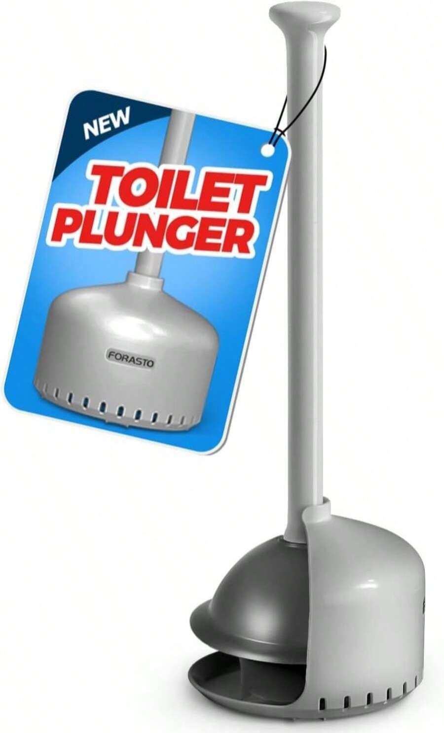 FORASTO Toilet Plunger With Holder,Plungers For Bathroom With Holder,Heavy Duty Plunger With Cover,Bathroom Decor,Bathroom Accessories,Toilet Bowl Cleaners,Pearl White - ColorC - View 1