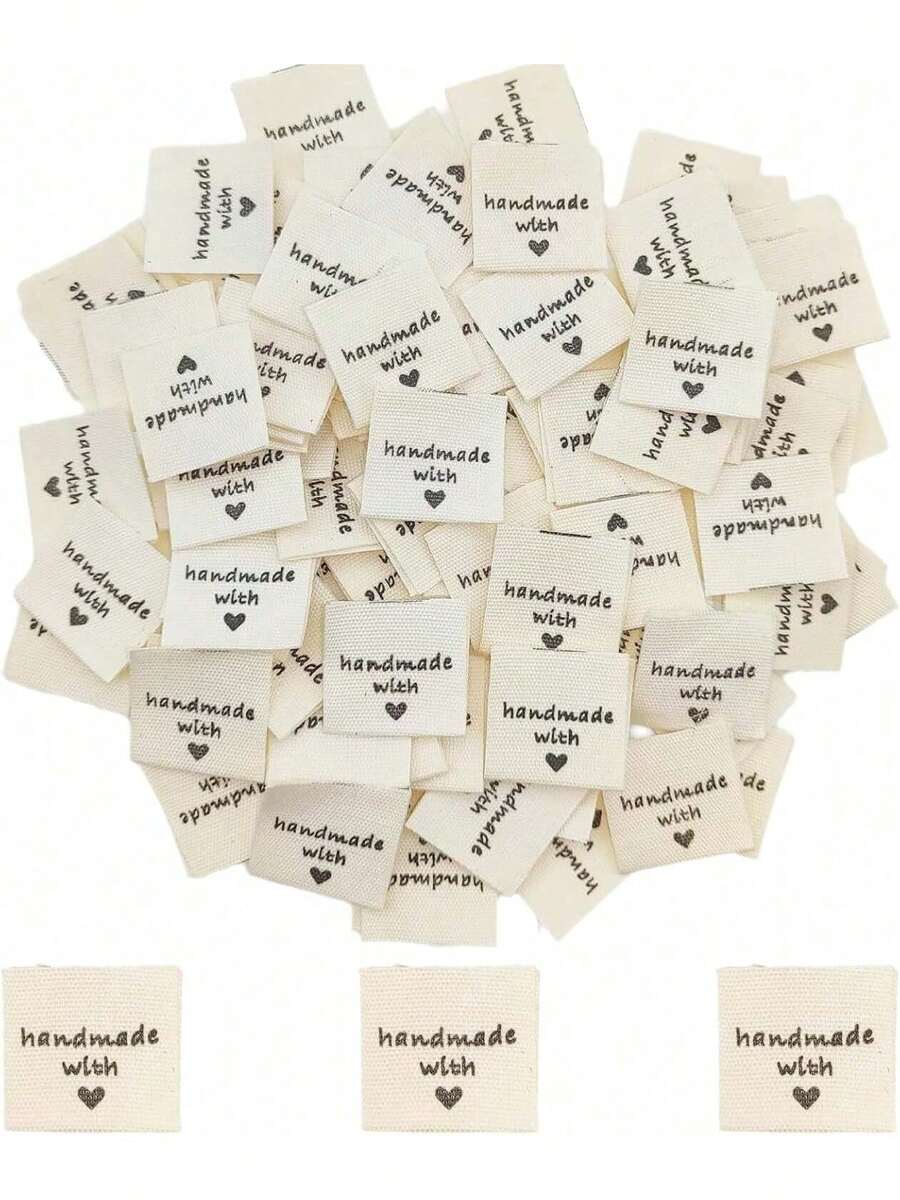 EstiloTendencia200 Etiquetas De Costura Para ArtíCulos Hechos A Mano, Hechas A Mano Con Etiquetas De Amor, Etiquetas En Relieve, Ropa Para Manualidades, Tejer, Ganchillo Y Costura (Color Blanco Roto)Calidad PremiumVersióN Mejorada - 1 - Ver 1