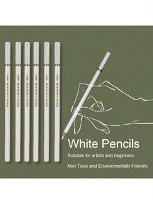 Estilo6 Lápices de Carbón de Color Blanco, , Respetuoso con el Medio Ambiente, Suave, Medio Duro, útil, Alto Brillo, Color Blanco, Juego de Lápices de Dibujo para Pintar Y ColorearVersión mejorada - 1 - Ver 9